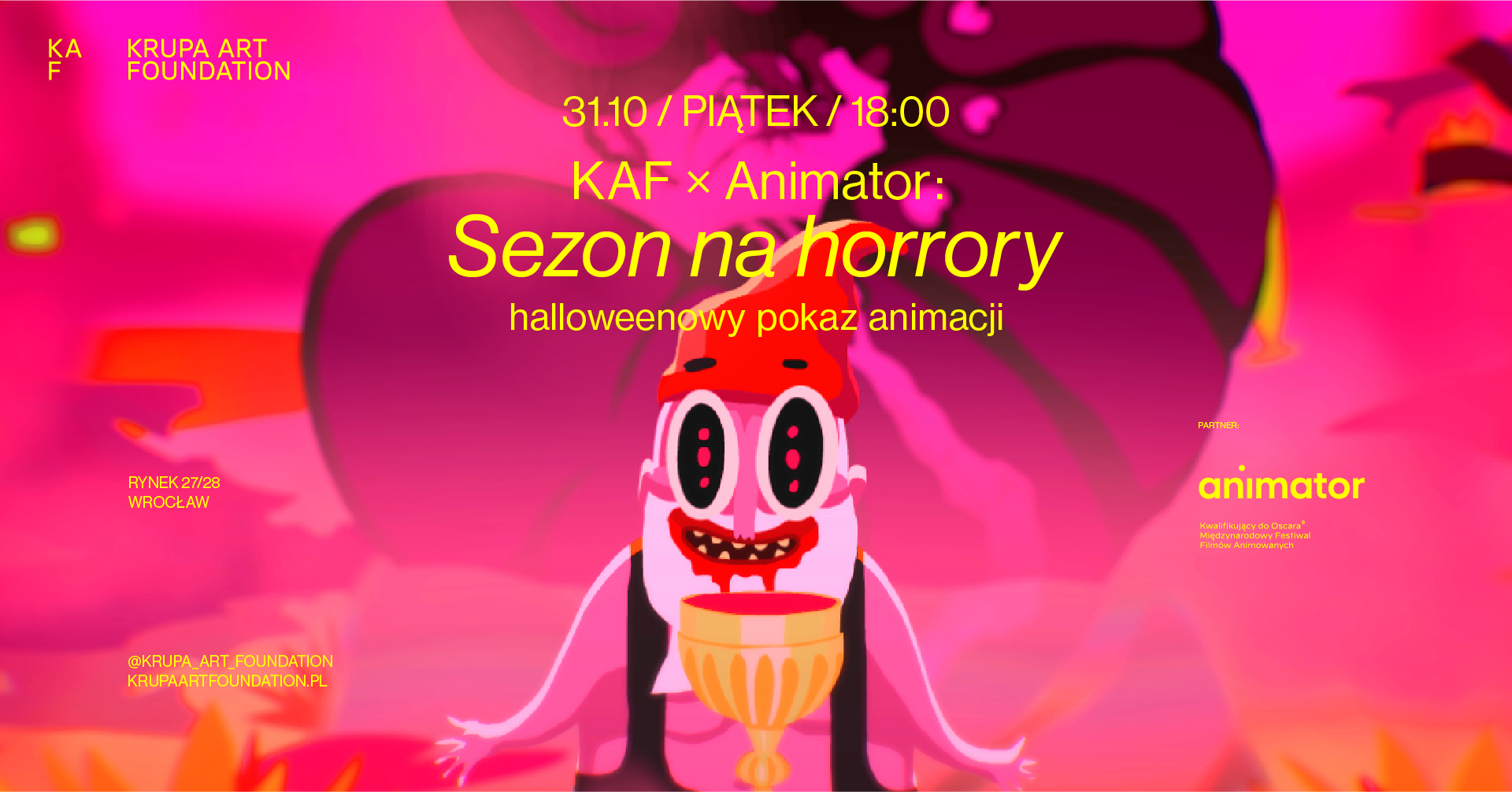 Zdjęcie główne aktualności Animator we Wrocławiu, czyli halloween w Krupa Art Gallery